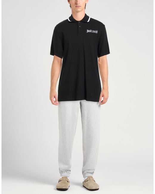 Just Cavalli Black Polo Shirt Cotton, Polyester, Elastane for men