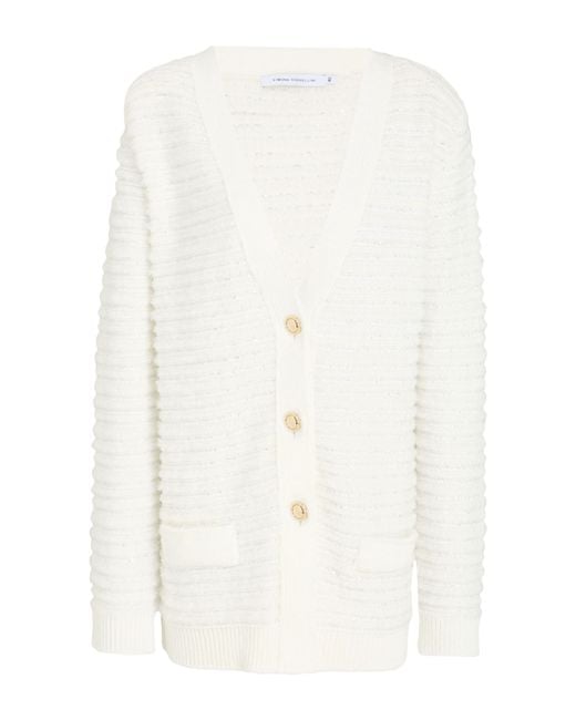 SIMONA CORSELLINI White Cardigan Acrylic, Polyamide, Polyester, Viscose