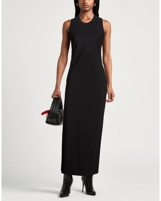 Sunnei Black Maxi Dress Polyester, Virgin Wool, Elastane