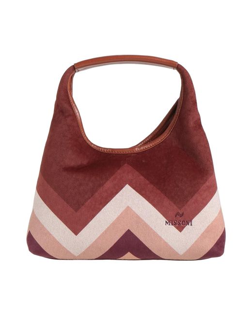Missoni Red Handbag Textile Fibers, Leather