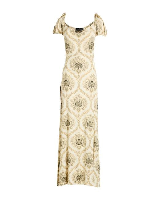 Etro Metallic Maxi Dress Viscose, Elastane