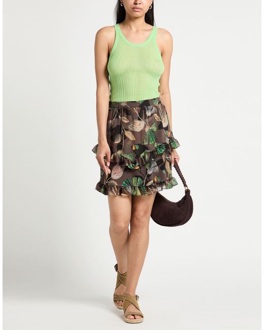 Really Wild Clothing Green Dark Mini Skirt Silk, Polyamide