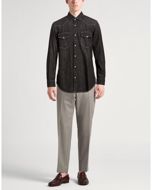 Moorer Black Denim Shirt for men