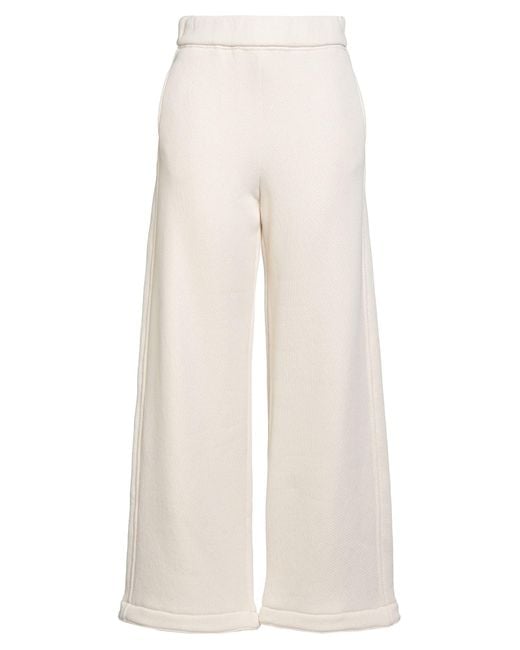 Max Mara White Ivory Pants Cotton, Polyester