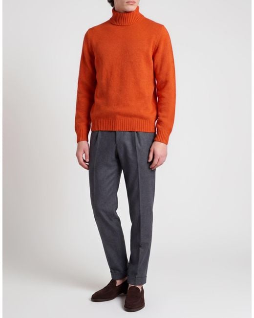 Scaglione Orange Turtleneck Merino Wool for men