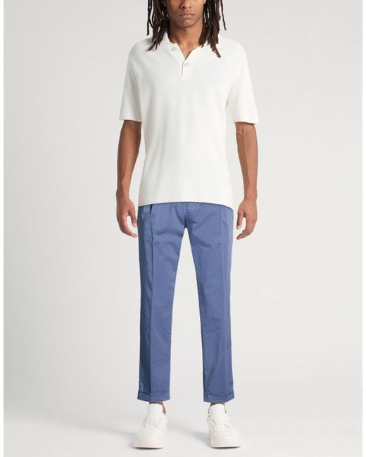 Berwich Blue Pants Cotton, Elastane for men