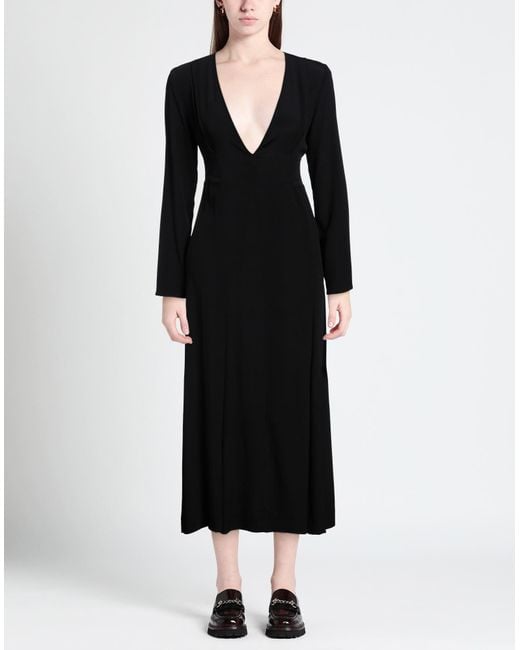 Semicouture Black Midi Dress Acetate, Silk