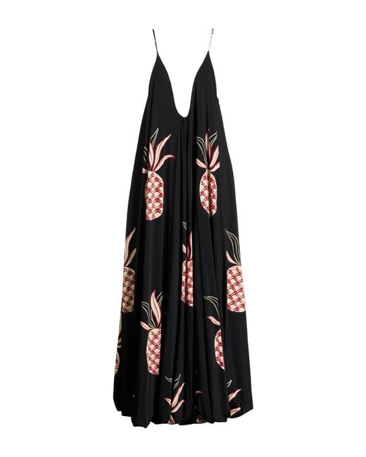 Siyu Black Maxi Dress Polyester, Elastane