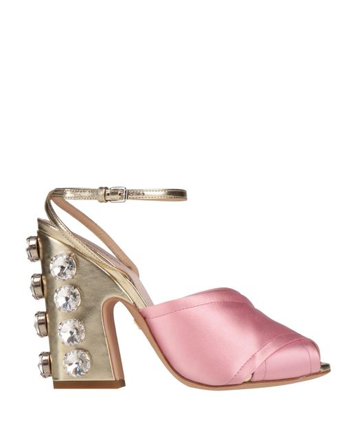 Giambattista Valli Pink Sandals Leather, Textile Fibers