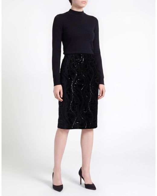 PHAEONIA Black Midi Skirt Silk