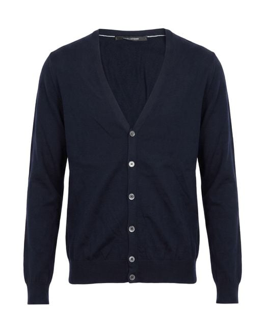 Tagliatore Blue Cardigan Virgin Wool for men
