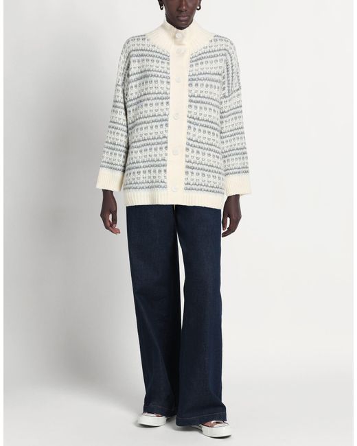 Purotatto White Ivory Cardigan Wool, Polyamide, Alpaca Wool