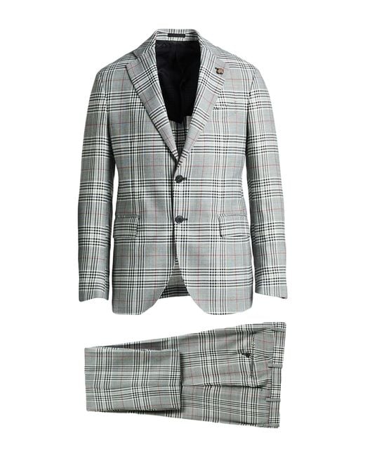 Gabriele Pasini Gray Suit Polyester, Wool for men