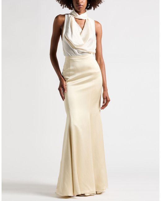 KAROLINE LANG Natural Maxi Skirt Silk