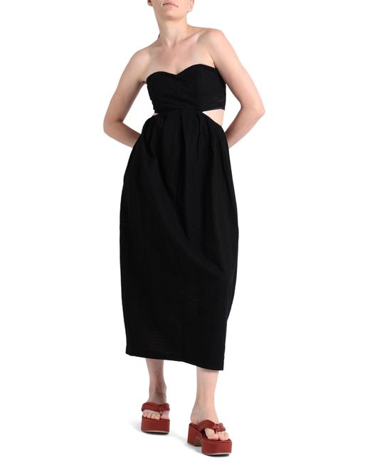 TOPSHOP Black Bandeau Crochet Cut Out Bardot Dress