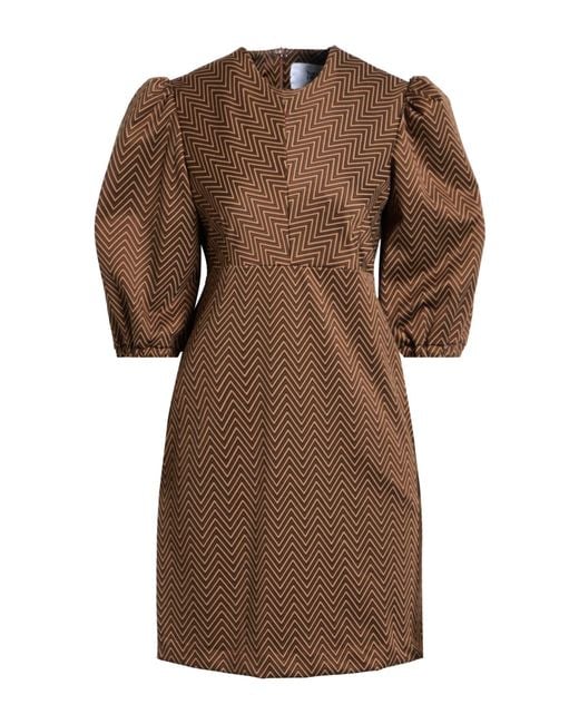 Silvian Heach Brown Mini Dress Polyester, Polyamide, Elastane