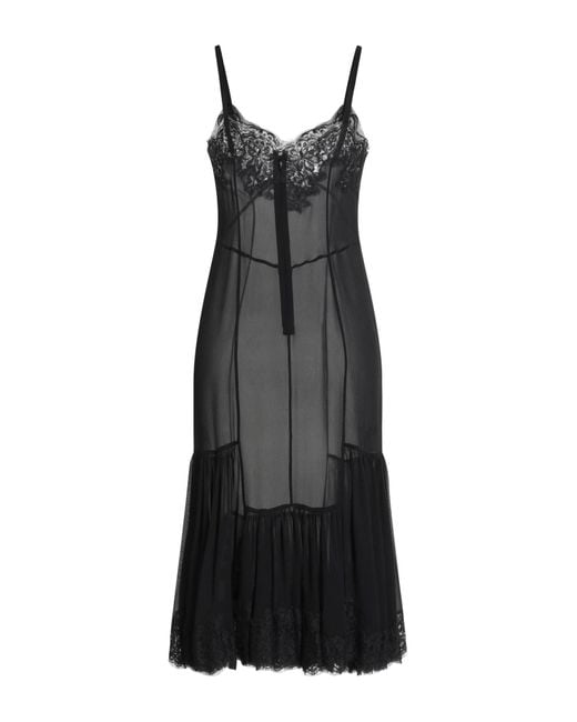Dolce & Gabbana Black Midi Dress Silk, Cotton, Polyamide, Viscose