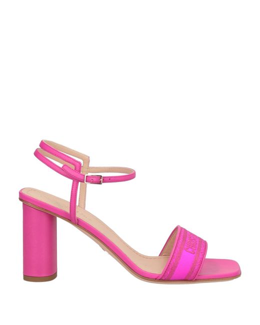 Dior Pink Fuchsia Sandals Textile Fibers, Leather