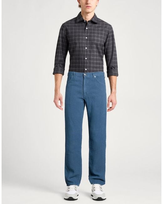 120% Lino Blue Trouser for men