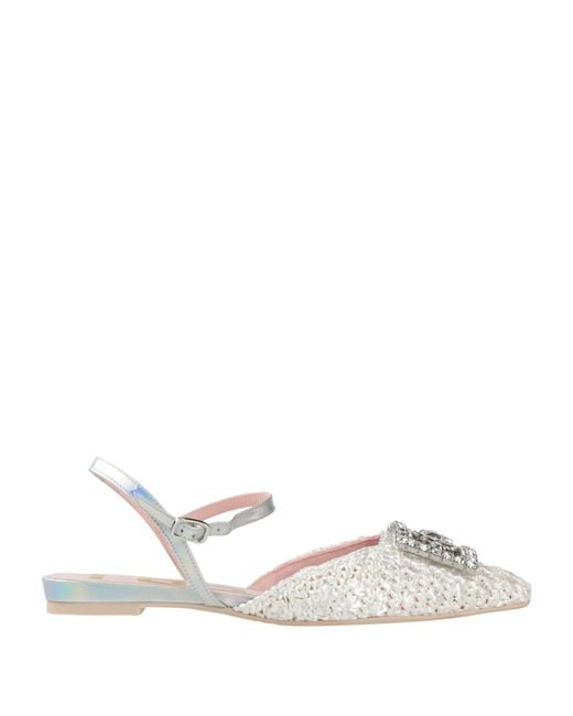 Ras White Ballet Flats Textile Fibers