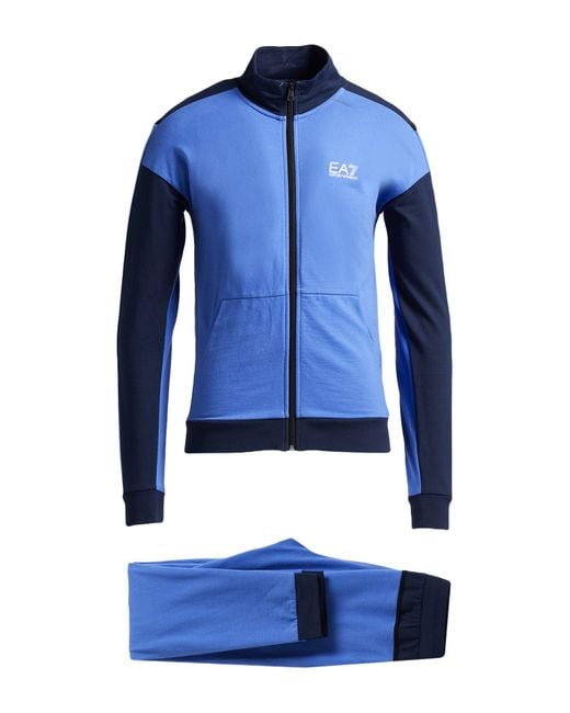 EA7 Blue Mauve Tracksuit Cotton for men