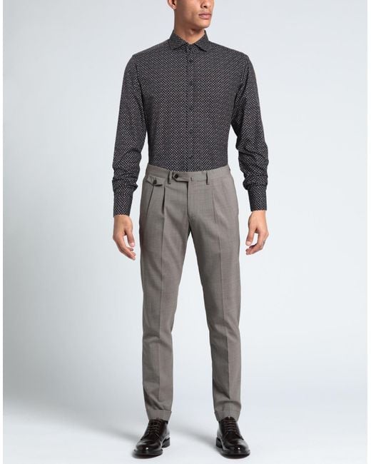 BASTONCINO Gray Charcoal Shirt Cotton for men