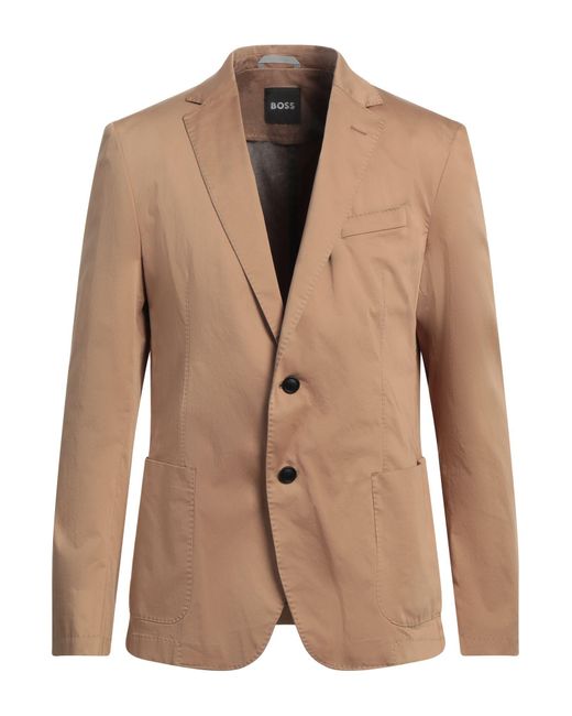 Boss Brown Camel Blazer Cotton, Polyamide, Polyester, Elastane for men