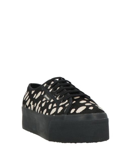 Superga Black Sneakers Leather, Textile Fibers
