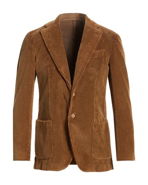 Santaniello Brown Camel Blazer Cotton for men