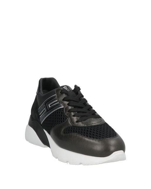 Hogan Black Sneakers Leather, Textile Fibers