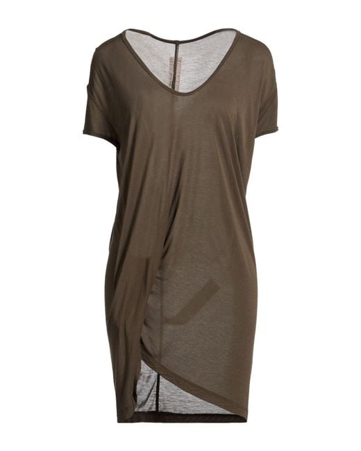Rick Owens Brown Military T-Shirt Viscose, Silk