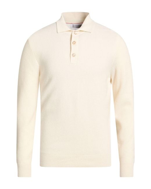 Brunello Cucinelli White Sweater Cashmere for men