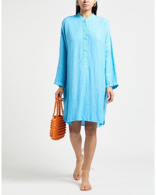 120% Lino Blue Mini Dress