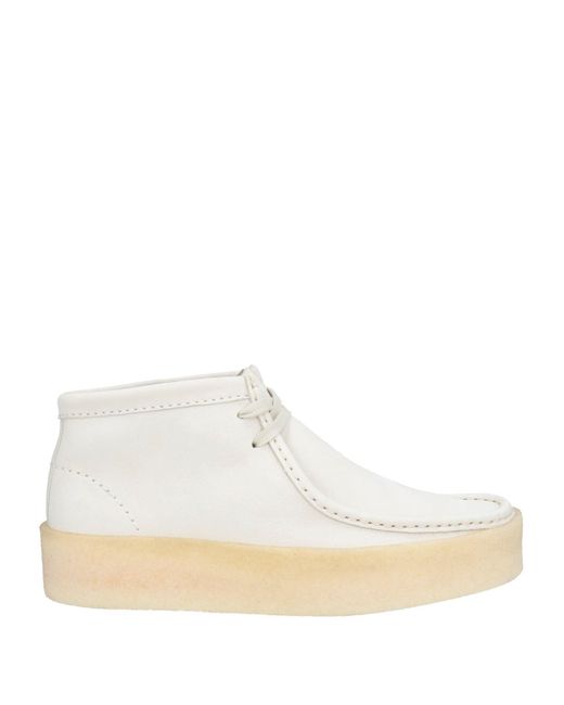 Clarks White Lace-Up Shoes Leather