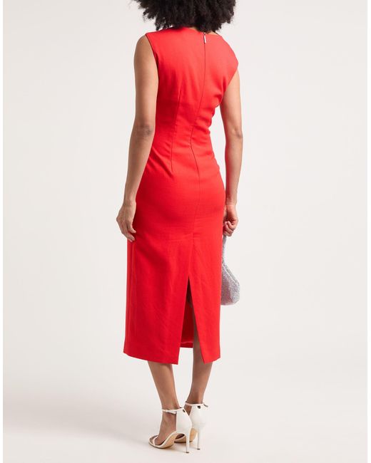 MSGM Red Midi Dress Viscose, Polyester, Elastane