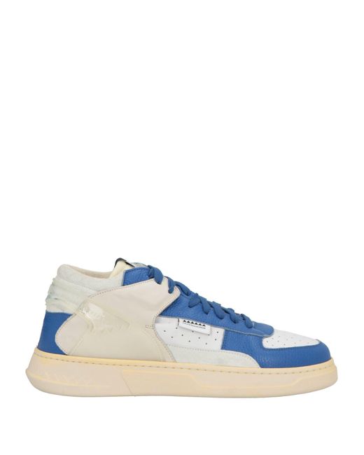 RUN OF Blue Sneakers Leather, Rubber for men