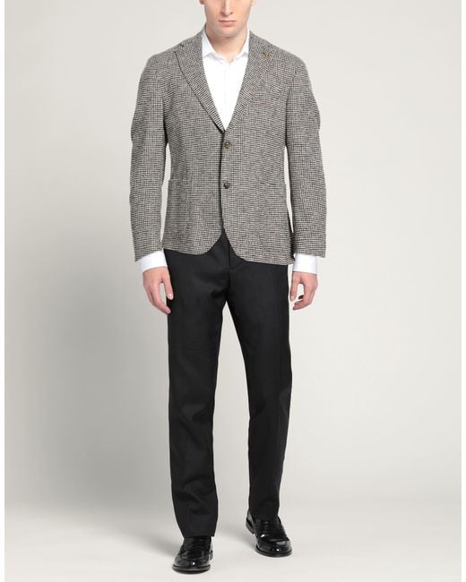 EDUARD DRESSLER Gray Ivory Blazer Virgin Wool, Polyamide, Elastane for men