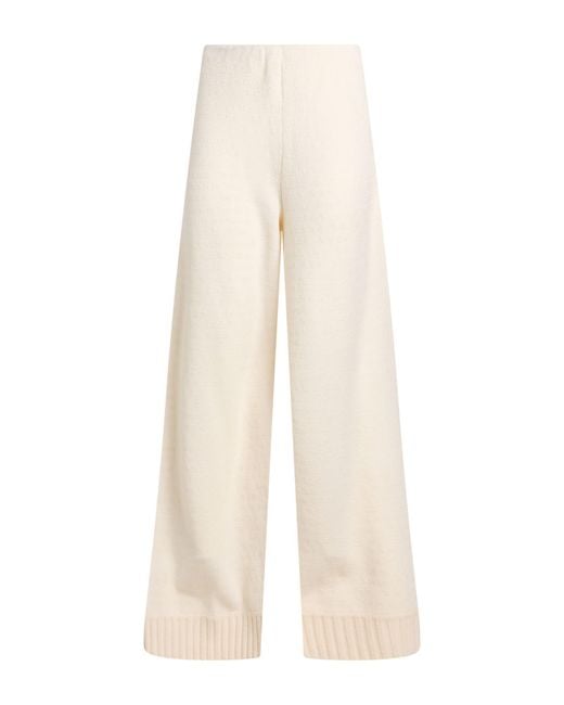 Liviana Conti White Ivory Pants Wool, Polyimide