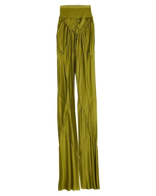 Rick Owens Green Pants Cupro, Cotton, Polyamide