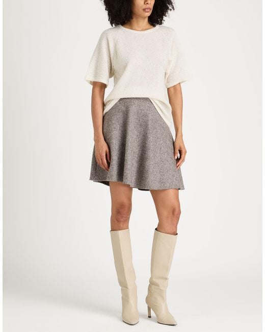 Brunello Cucinelli Natural Mini Skirt Virgin Wool, Polyamide