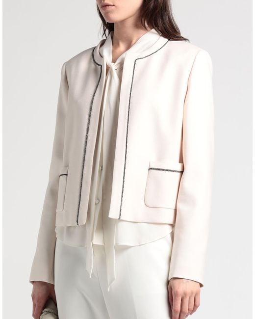 Max Mara White Ivory Jacket Viscose, Virgin Wool, Elastane