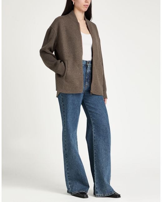 Agnona Brown Khaki Cardigan Cashmere, Wool, Metal
