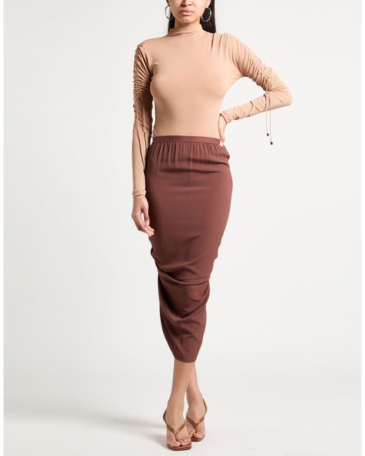 Rick Owens Red Midi Skirt Acetate, Silk