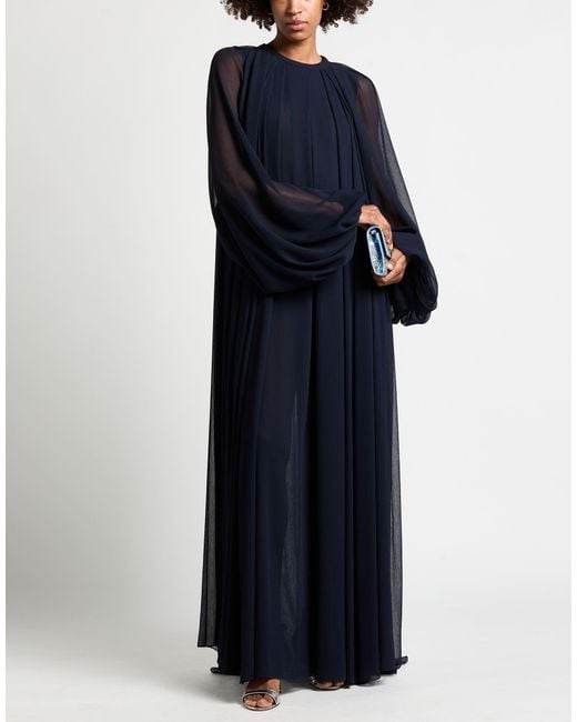 DI STAVNITSER Blue Midnight Maxi Dress Polyester, Polyamide