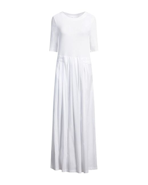 Alpha Studio White Maxi Dress Cotton, Elastane