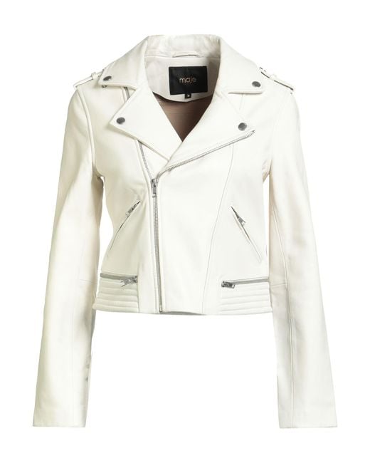 Maje White Ivory Jacket Lambskin