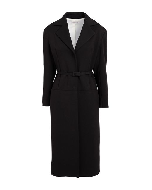 Sandro Ferrone Black Coat Polyester, Viscose, Elastane