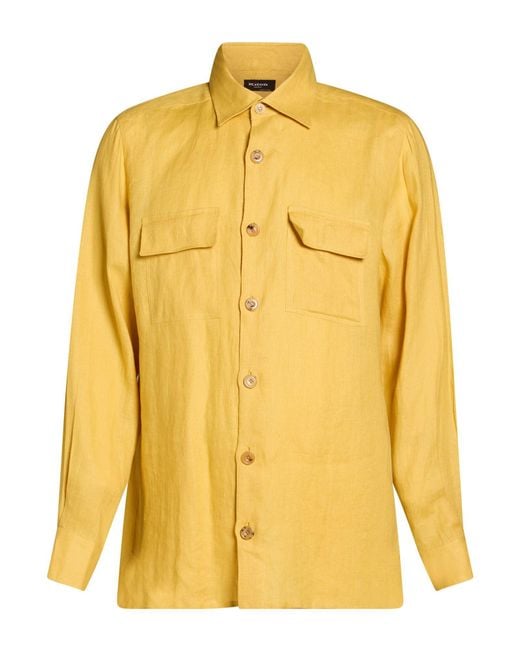 Kiton Yellow Shirt Linen for men