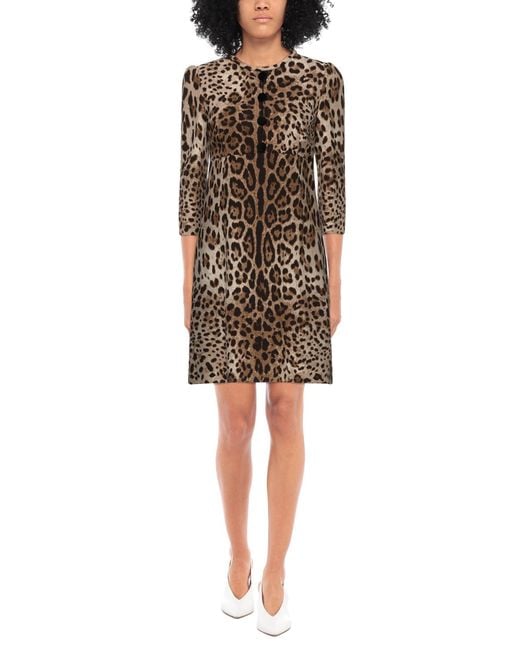 Dolce & Gabbana Brown Sand Mini Dress Wool