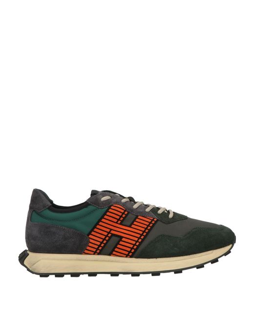 Tod's Green Sneakers Leather, Textile Fibers for men